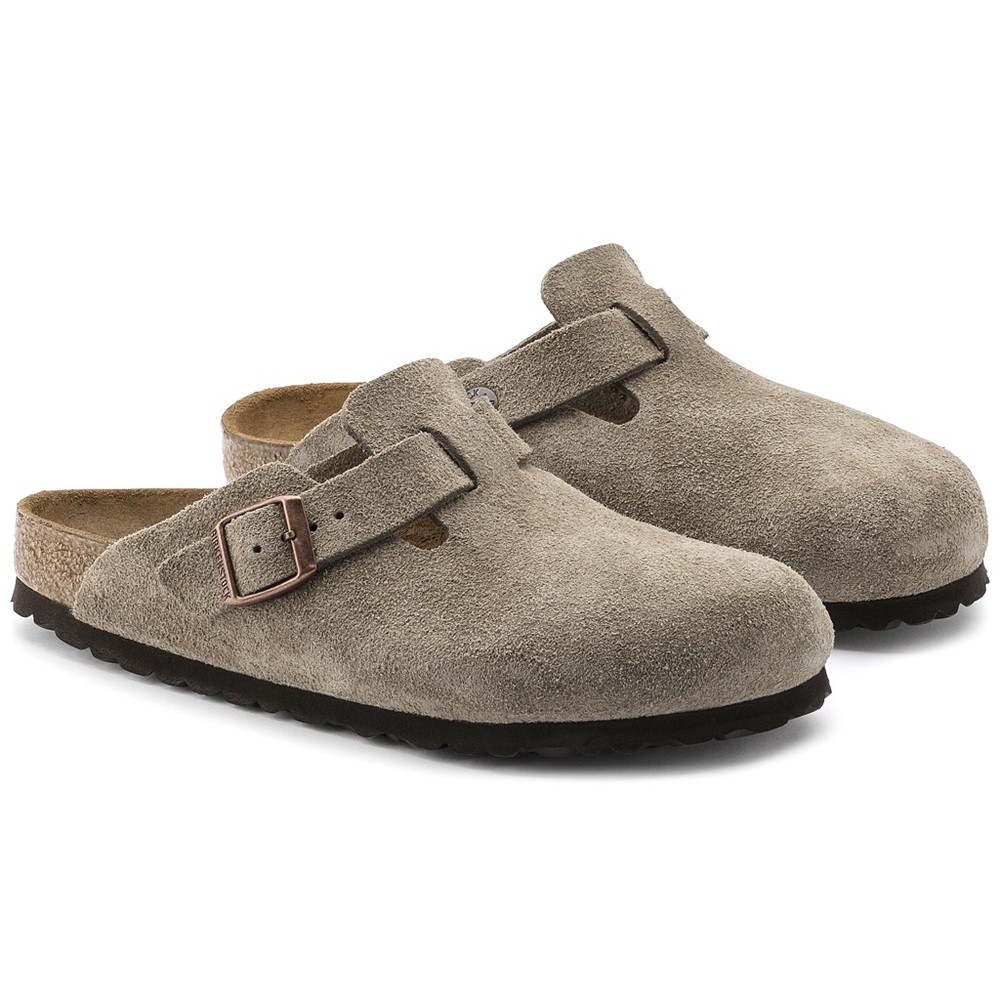 Birkenstock Boston Suede Clog Taupe. Size 38,